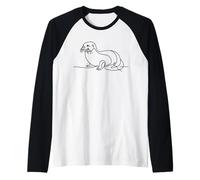 Otter Line Art Marine Bio Raglan Baseball Tee