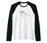 Otter Line Art Marine Lover Raglan Baseball Tee