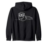 Otter Line Art Marine Lover Zip Hoodie