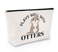 Otter Lover Gift Makeup Bag Sea Otter Gifts for Women Animal Lover Gift Cosmetic Bag Otter Themed Gift Otter Animal Lover Gift Cosmetic Bag Zookeeper Birthday Gift Christmas Gifts Zipper Travel Bag,