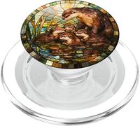 Otter Mom Family Artwork PopSockets PopGrip for MagSafe