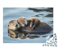Otter Mother And Cub 1000 Piece Sturdy Cardboard Classic Jigsaw Puzzle for Adults, Impossible Hard Challenge, Decompression, Ultimate Relaxation Gift 38x26cm/1000pcs