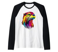 Otter Motif I Love Sea Otter Marten Cute Otter Raglan Baseball Tee