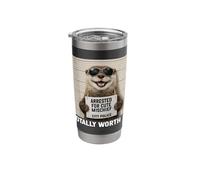 Otter Mugshot Arrested for Cute Mischief Totally Worth It Stainless Steel Insulated Tumbler