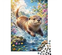 Otter Nature 1000 Pieces Mini Jigsaw Puzzle for Adults | 52x38cm Cardboard, Living Room Decor, Durable Structure, Birthday Gift, Mind Relaxation