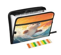 Otter Ocean Wave Orange Accordion File Organizer Portable Expanding File Folder with Safe Zipper & Colorful Labels for A4 Papers Important Document Storage Receipt Letter