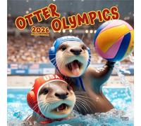 Otter Olympics | 2026 12 x 24 Inch (Hanging) Monthly Square Wall Calendar | Plastic-Free | BrownTrout | Animals Fun Humor