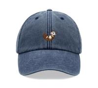 Otter On Back Baseball Cap Vintage Washed Unisex Dad Hat Adjustable Blue Denim