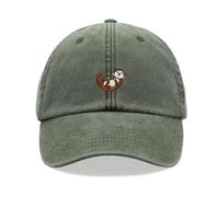 Otter On Back Baseball Cap Vintage Washed Unisex Dad Hat Adjustable Olive