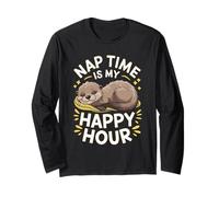 Otter Pajama Nap Time is My Happy Hour Sleep Long Sleeve T-Shirt