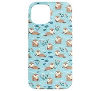 Otter Pattern Funny Cute Animal Sea Otter Light Blue Case for iPhone 15