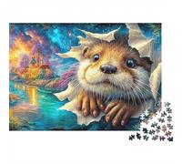 Otter Peeking from A Tear 1000-Piece Jigsaw Puzzle Adorable Otter for Adults & Kids Age 12+ - Challenging & Brainteasing Game 52x38cm/1000pcs