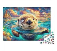 Otter Peeks from Glowing Water 1000Pc Jigsaw Puzzle Adorable Otter Ideal for Family Fun, Adults & Kids 70x50cm/1000pcs