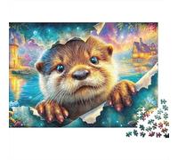 Otter Peeks from Paper Tear 1000-Piece Jigsaw Puzzle Adorable Otter Educational & Challenging, Recycled 38x26cm/1000pcs