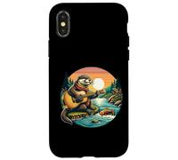 Otter Playing Guitar By River Sunset Campfire Case for iPhone X/XS
