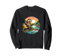 Otter Playing Guitar By River Sunset Campfire Sweatshirt