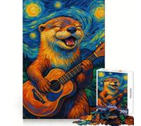 Otter Playing Guitar in Starry Night Jigsaw Puzzles for Adults1000 Pieces Strengthen Memory Home Pastime Clean Edge Elegant Gift (38x26cm)