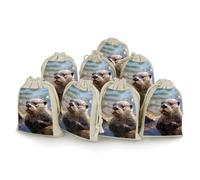 Otter Playing In The Water 8 PCS Muslin Bags with Drawstring Sachet Bags Empty Small Cotton Drawstring Bag Muslin Reusable & Washable Cotton Bag for Herb Spice Candy Soap Jewelry Wedding Gift Pouches