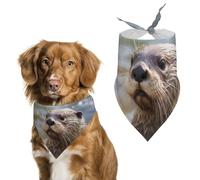 Otter Playing in The Water Dog Bandana Triangle Dog Scarf Washable Polyester Dog Bibs Cute Pet Bandana for Medium Large Dogs Puppy and Cats