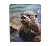 Otter Playing in The Water Mouse Pad with Non-Slip Rubber Base 7.9 x 9.5 in Mouse Mat with Stitched Edge Gaming Mousepad for Wireless Mouse Computer Laptop Home Office Desk Pad