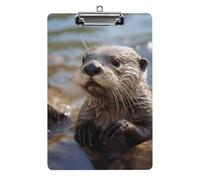 Otter Playing in The Water Plastic Clipboard with Storage Office Acrylic Clipboards Low Profile Clip Clear Clip Boards Basics Letter Size Hardboard for Nurses,Teachers