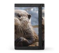 Otter Playing in The Water Wallet Men's Trifold Wallet And Coin Pocket Slim Card Holder Wallet for Men Money Clip