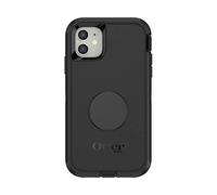 Otter + Pop for iPhone 11: OtterBox Defender Series Case with PopSockets Swappable PopTop - Black and Aluminum Black