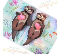 Otter Pop Up Anniversary Card for Wife,Husband,Couple, Musical 3D Valentines Day Card with Light, Romantic Birthday Cards for Boyfriend or Girlfriend, Fun Happy Anniversary Wedding Valentine Gift Card