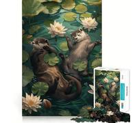 Otter Relaxing in Lily Pads Adults 1000 Piece Jigsaw Puzzle Brain Challenge Toy Stress Relief Clear Cut Wall Art Decor (50x75cm)