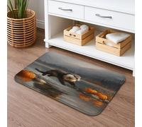 Otter Running on Water Bath Mat, Nature Inspired Absorbent Non Slip Shower Mat, Autumn Flannel Washable Bath Rugs for Bathroom Toilet Restroom Decorative 16x24 Inch