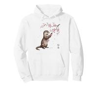 Otter Sakura Cherry Blossom Japanese Art Graphic Pullover Hoodie