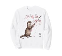 Otter Sakura Cherry Blossom Japanese Art Graphic Sweatshirt