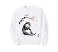 Otter Sakura Cherry Blossom Japanese Art Graphic Sweatshirt