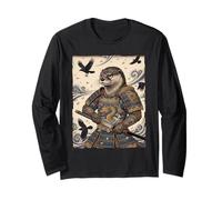 Otter Samurai Katana Warrior Japanese Ukiyo-e Art Long Sleeve T-Shirt