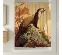 Otter Shower Curtain, Rustic Brown Orange Forest Animal Bathroom Decor, Autumn Nature Inspired Modern Waterproof Fabric Shower Curtain with Hooks 72x96 Inch