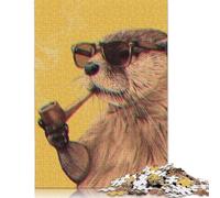 Otter Smokes 1000 Piece Puzzle for Adults Jigsaw Family Toys Gifts for Girls Boys Eco Friendly Wooden Puzzle 1000pcs (75x50cm)