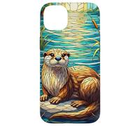 Otter Stained Glass Art Nature Lover Graphic Case Design Case for iPhone 14 Plus