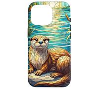 Otter Stained Glass Art Nature Lover Graphic Case Design Case for iPhone 16 Pro