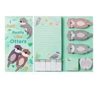 Otter Sticky Notes Set, 550 Sheets,Cute Cartoon Dog Post It Notes with 3 Point Pens, Self-Adhesive Writing Memo Pages Back to School Office Supplies