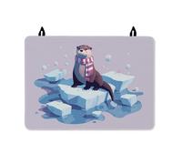 Otter Stove Top Cover for Electric Stove, Winter Playful Ice Snowball Winter Blue Rubber Non-Slip Rv Cover for Small Kitchen Spaces Rv Kitchen Decor 28x20 Inch