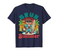 Otter Surfing Retro Beach Sunglasses Palm Trees Bruh Summer T-Shirt