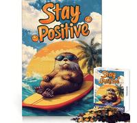 Otter Surfing with Positive Vibes in Summer Hard Jigsaw Puzzle for Adults 1000 Pieces Memory Lift Easy Leisure Image Assembly Artistic Gift (50x75cm)