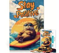 Otter Surfing with Positive Vibes in Summer Jigsaw Puzzles for Adults1000 Piece Strengthen Memory Home Activity Clean Edge Festive Gift (38x52cm)