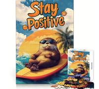 Otter Surfing with Positive Vibes in Summer Jigsaw Puzzles1000 Pieces Mind Skill Toy Soothing Play Precision Cut Art Collection Piece (38x26cm)