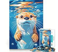 Otter Swimming Underwater Illustration 1000 Piece Jigsaw Puzzles for Teenagers Jigsaw Memory Lift Light Relax Image Assembly (50x75cm)