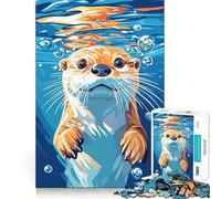 Otter Swimming Underwater Illustration Jigsaw Puzzles 1000 Piece for Teenagers Cognitive Toy Calm Pastime Premium Edge Santa Wish List (38x52cm)