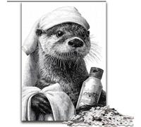 Otter Taking A Bath Jigsaw Puzzles for Adults 1000, Challenging Game And Family Play Educational Game for Birthday, Chrismas (26x38cm)