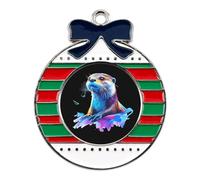 Otter Watercolor Funny Christmas Pendant Charms Metal Hanging Xmas Tree Ornament Necklace Jewelry Trapezoid