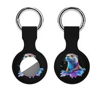 Otter Watercolor Funny GPS Cases Holder with Key Chain Ring Protective Cover Compatible with Airtag 1PCS