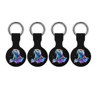 Otter Watercolor Funny GPS Cases Holder with Key Chain Ring Protective Cover Compatible with Airtag 4PCS